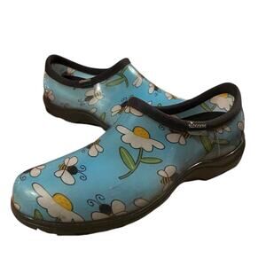 Sloggers Bee Blue Womens Slip On Shoes 10 Waterproof  Recycled Nursing Garden